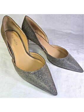 Talbots D’Orsay 2” Kitten Heel Pumps 8.5 Silver Gold